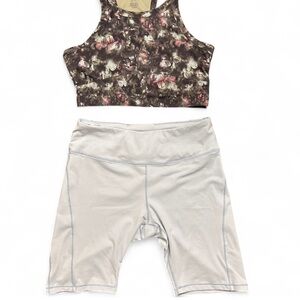 CALIA & HARMONY BALANCE Bundle Of Floral Sports Bra & Light Blue Shorts XL